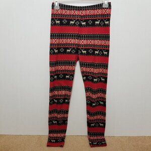 Pink Republic leggings Small Christmas XMas reindeer fair isle snowflake holiday